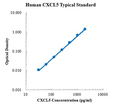 Human CXCL5/ENA-78 ELISA Kit (人趋化因子CXC配体5/上皮来源的中性粒细胞激活肽78 ELISA试剂盒) - 标准曲线