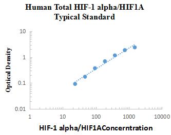 Human Total HIF-1α/HIF1A ELISA Kit 检测试剂盒(酶联免疫吸附法) - 标准曲线