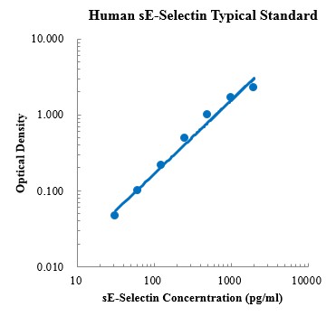 Human sE-Selectin ELISA Kit (人可溶性E选择素 ELISA试剂盒) - 标准曲线