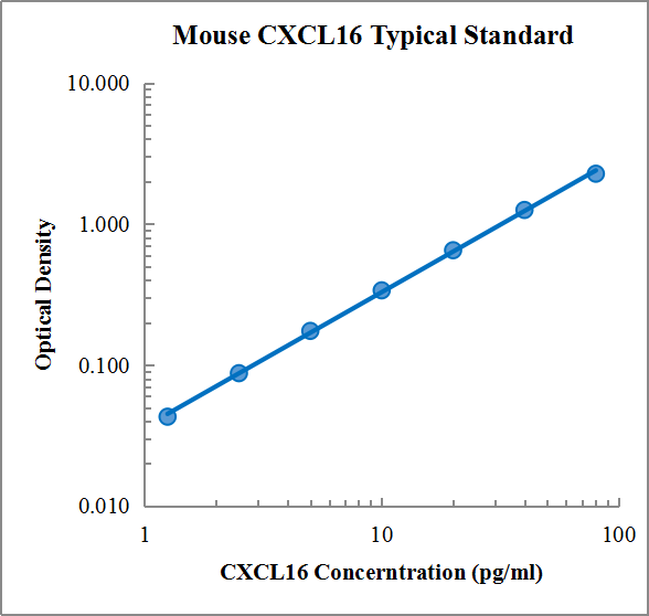 Mouse CXCL16 ELISA Kit (小鼠趋化因子 (C-X-C基序) 配体16 ELISA试剂盒) - 标准曲线